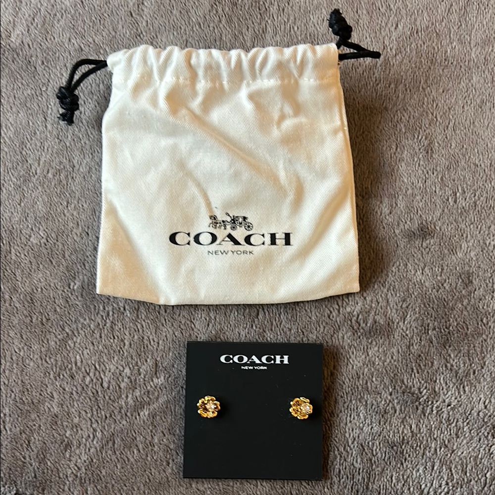 BRAND NEW! Coach Gold Flower Stud Earrings with Dust Bag!